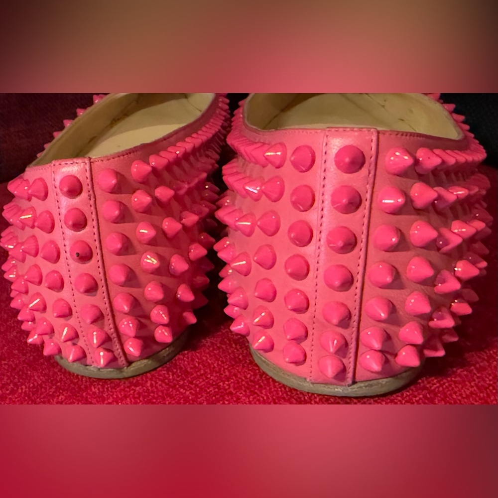 Christian Louboutin “Pigalle” Fucsia Spiked Ballet Flats size 40.5 - Picture 5 of 7